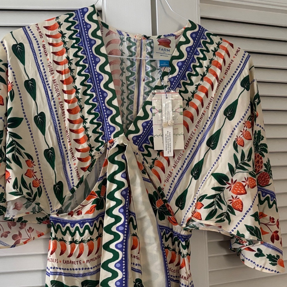FARM Rio Cream Maxi Dress with Green, Orange & Blue Floral Print - Picture 2 of 5